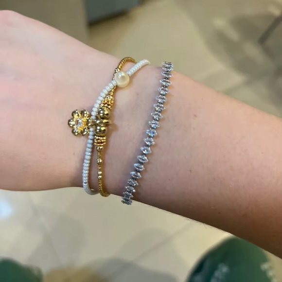 Tennis Marquis Silver Diamond Zirconia 18 sm Bracelet - Picture 16 of 17